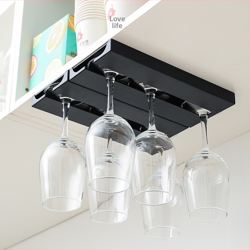 Креативен обърнат държач за чаша за вино, кухненски държач за чаша, обърнат държач за чаша, домакински шкаф за вино, бар, висящ държач за чаша, без перфоратор