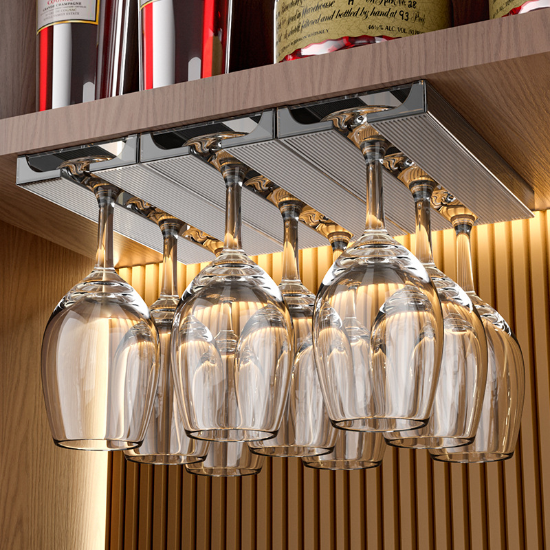 Kreatív fejjel lefelé mutató borospohártartó konyhai pohártartó fejjel lefelé mutató pohártartó háztartási borszekrény bárhoz függő pohártartó lyukasztásmentes