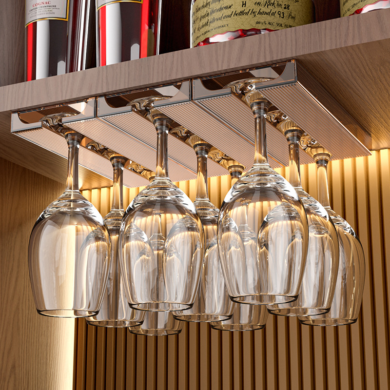 Kreatív fejjel lefelé mutató borospohártartó konyhai pohártartó fejjel lefelé mutató pohártartó háztartási borszekrény bárhoz függő pohártartó lyukasztásmentes