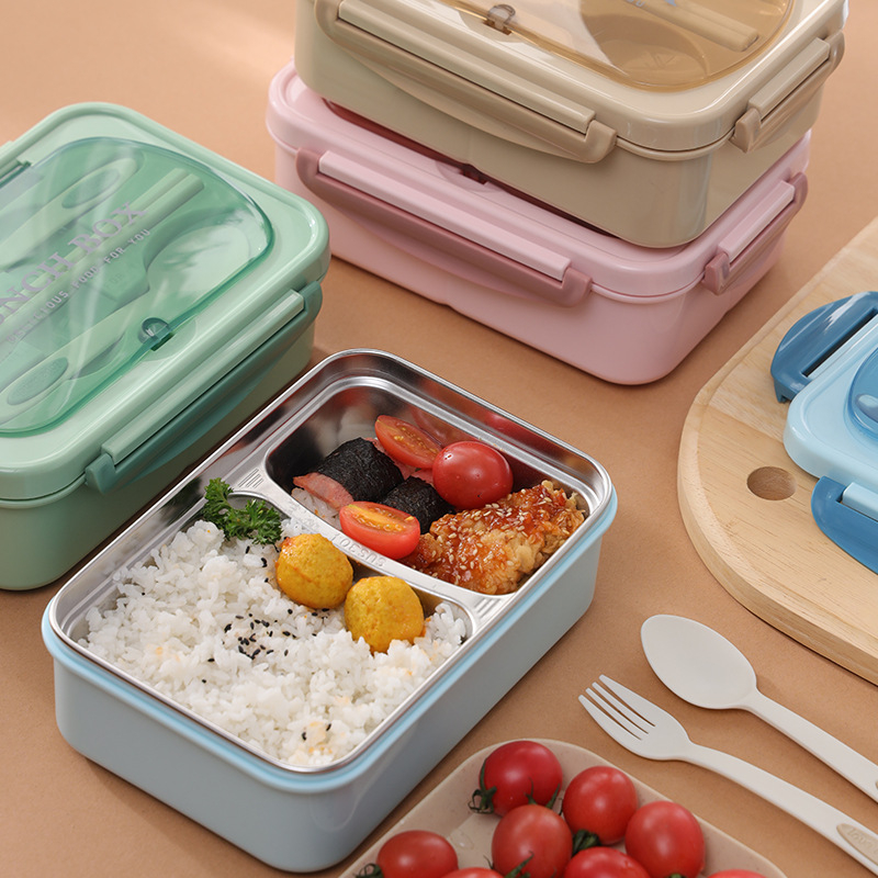 304 roostevabast terasest isoleeritud õpilaste lõunasöögikarp tööle kaasaskantav suletud võrega bento-karbi lõunasöögikarp logoga trükkimisega