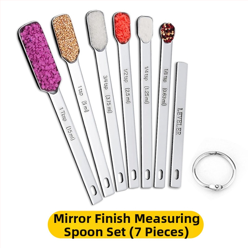 „Amazon“ kepimo nerūdijančio plieno matavimo puodelis, 7 dalių rinkinys su kreipiamuoju antgaliu, kepimo šaukšto skalės matavimo šaukšto puodelis