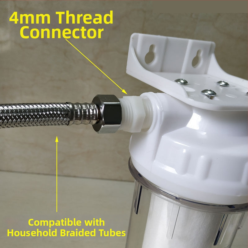 Филтър за пречистване на вода, чешмяна вода, PP памучен филтърен елемент, 10-инчов универсален преден 2-точков PE тръбен домакински 4-точков воден филтър