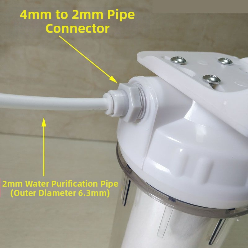 Филтър за пречистване на вода, чешмяна вода, PP памучен филтърен елемент, 10-инчов универсален преден 2-точков PE тръбен домакински 4-точков воден филтър