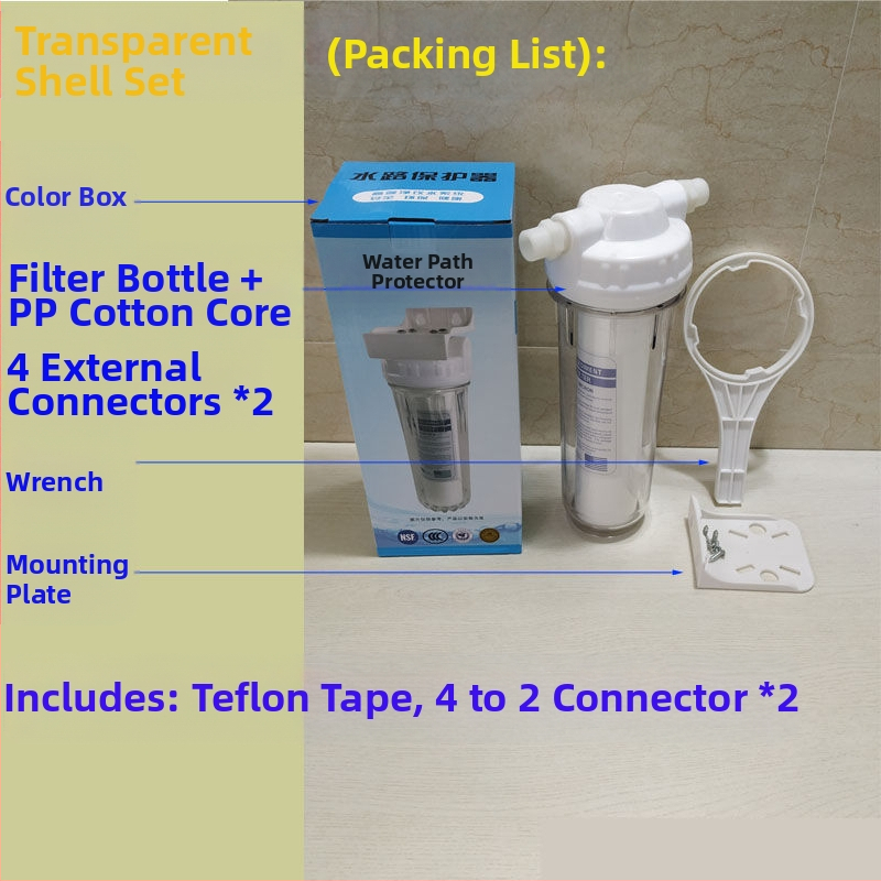 Филтър за пречистване на вода, чешмяна вода, PP памучен филтърен елемент, 10-инчов универсален преден 2-точков PE тръбен домакински 4-точков воден филтър