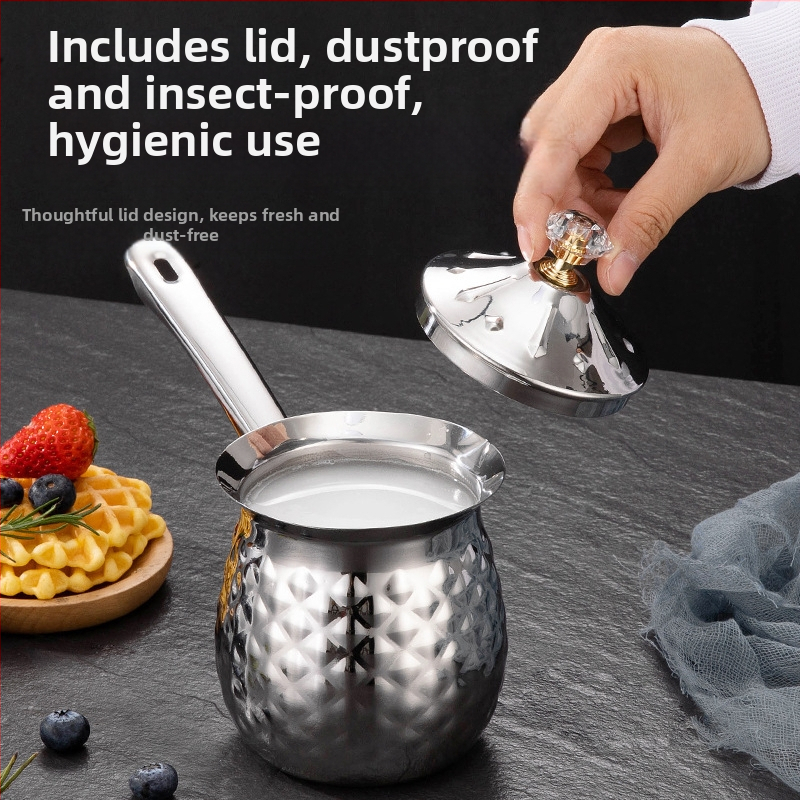 Уред за кафе от неръждаема стомана със заострен отвор, издърпайте чаша с цвете, чаша за мляко с мехурчета, чаша за мляко, издърпайте буркан с цвете, восъчна чаша, чаша за топене на восък