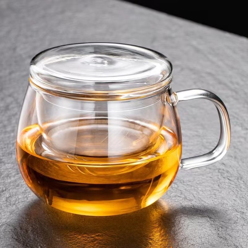 Stiklinis puodelis arbatos puodelis su dangteliu, karščiui atsparus arbatos vandens atskyrimas, namų apyvokos reikmenys, vyriški ir moteriški permatomi filtro arbatos puodeliai