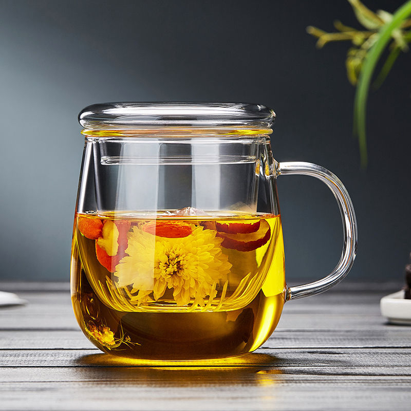 Stiklinis puodelis arbatos puodelis su dangteliu, karščiui atsparus arbatos vandens atskyrimas, namų apyvokos reikmenys, vyriški ir moteriški permatomi filtro arbatos puodeliai