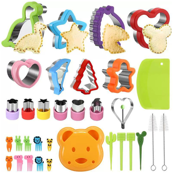 Ανοξείδωτο χάλυβα 33 τεμάχια μούχλα σάντουιτς λαχανικών και φρούτων μούχλα εκτύπωσης εργαλεία ψησίματος μούχλα ανάγλυφης χριστουγεννιάτικης μπισκότης