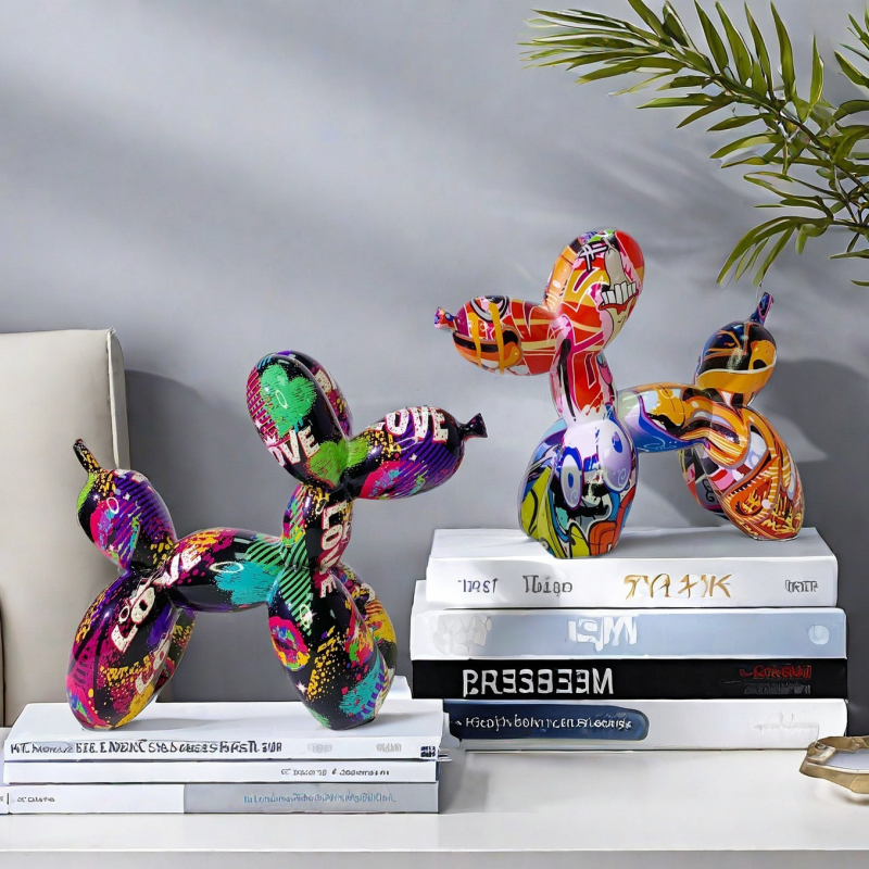 Amerikietiško stiliaus balionų šunų papuošalai kūrybingi grafiti spalvingi dervos amatai šunų namų verandos svetainės vyno spintelės dekoracijos
