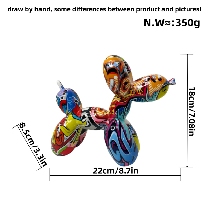 Amerikietiško stiliaus balionų šunų papuošalai kūrybingi grafiti spalvingi dervos amatai šunų namų verandos svetainės vyno spintelės dekoracijos
