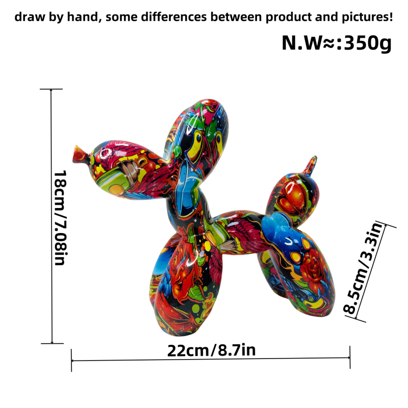 Amerikietiško stiliaus balionų šunų papuošalai kūrybingi grafiti spalvingi dervos amatai šunų namų verandos svetainės vyno spintelės dekoracijos