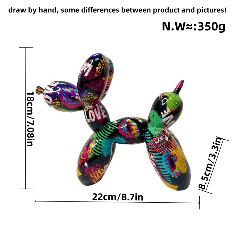 Amerikietiško stiliaus balionų šunų papuošalai kūrybingi grafiti spalvingi dervos amatai šunų namų verandos svetainės vyno spintelės dekoracijos