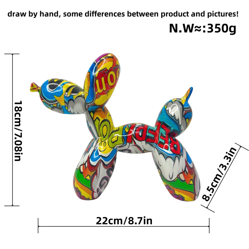 Amerikietiško stiliaus balionų šunų papuošalai kūrybingi grafiti spalvingi dervos amatai šunų namų verandos svetainės vyno spintelės dekoracijos