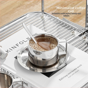 304 roostevabast terasest Euroopa stiilis kohvitass, paksendatud kahekihiline soojusisolatsioon, katlakivivastane tass majapidamiseks, kontorisse mõeldud mugav kohvitass