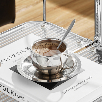 304 roostevabast terasest Euroopa stiilis kohvitass, paksendatud kahekihiline soojusisolatsioon, katlakivivastane tass majapidamiseks, kontorisse mõeldud mugav kohvitass