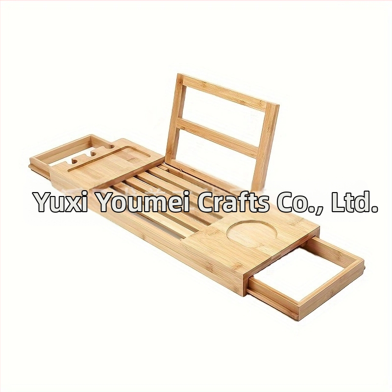 Трансгранична бамбукова вътрешна телескопична стойка за вана с чекмедже, стойка за съхранение в баня, плоска скоба за баня, дъска за съхранение на вана