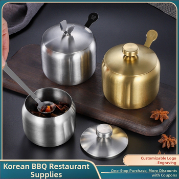 Prieskonių bakas virtuvei, buitiniam naudojimui, 304 nerūdijančio plieno prieskonių bakas, vieno komercinio restorano čili aliejaus bakas, druskos bakas, prieskonių dėžutė