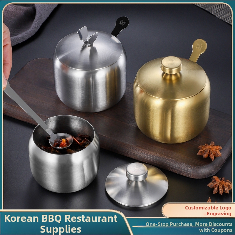 Prieskonių bakas virtuvei, buitiniam naudojimui, 304 nerūdijančio plieno prieskonių bakas, vieno komercinio restorano čili aliejaus bakas, druskos bakas, prieskonių dėžutė