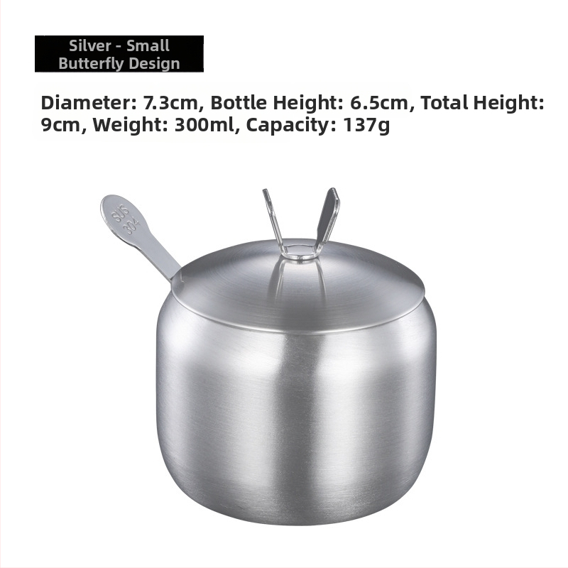 Prieskonių bakas virtuvei, buitiniam naudojimui, 304 nerūdijančio plieno prieskonių bakas, vieno komercinio restorano čili aliejaus bakas, druskos bakas, prieskonių dėžutė