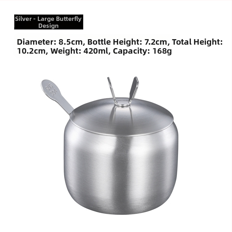 Prieskonių bakas virtuvei, buitiniam naudojimui, 304 nerūdijančio plieno prieskonių bakas, vieno komercinio restorano čili aliejaus bakas, druskos bakas, prieskonių dėžutė