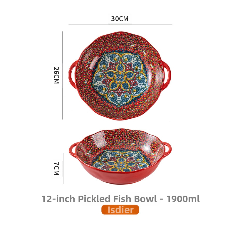 Böömi marineeritud kala suur kauss majapidamises suur kahe kõrvaga supikauss supikauss spetsiaalne kauss keedetud lihaviilude jaoks