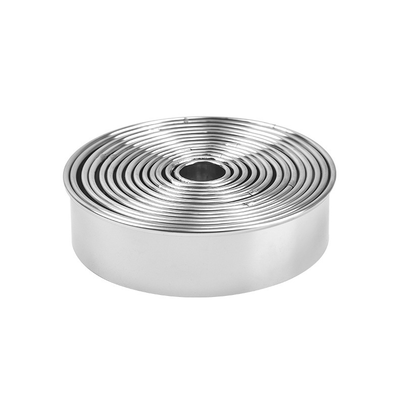 Φόρμα για μπισκότα κέικ από ανοξείδωτο ατσάλι με παχύρρευστη φόρμα κοπής για ζυμαρικά, στρογγυλή μους, σετ μπισκότων επιδόρπιο 11 τεμαχίων