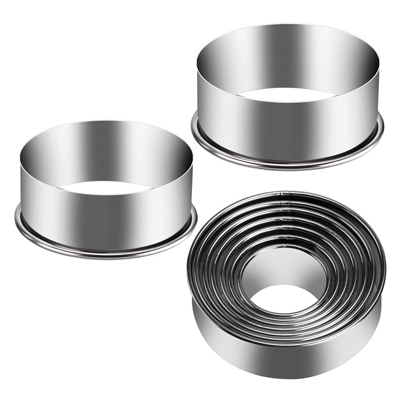 Φόρμα για μπισκότα κέικ από ανοξείδωτο ατσάλι με παχύρρευστη φόρμα κοπής για ζυμαρικά, στρογγυλή μους, σετ μπισκότων επιδόρπιο 11 τεμαχίων