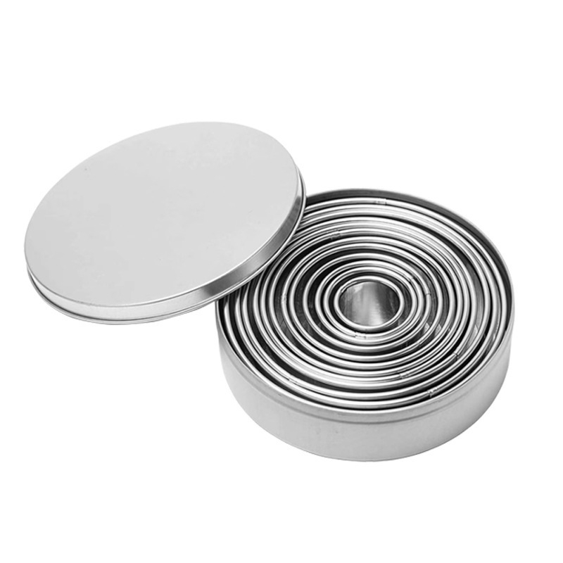 Φόρμα για μπισκότα κέικ από ανοξείδωτο ατσάλι με παχύρρευστη φόρμα κοπής για ζυμαρικά, στρογγυλή μους, σετ μπισκότων επιδόρπιο 11 τεμαχίων