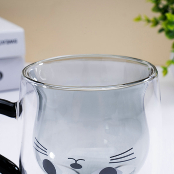 Kūrybingas aukštos borosilikatinio stiklo pieno kavos puodelis paprastas stiklinis puodelis bambuko puodelis stiklinis puodelis, atsparus aukštai temperatūrai