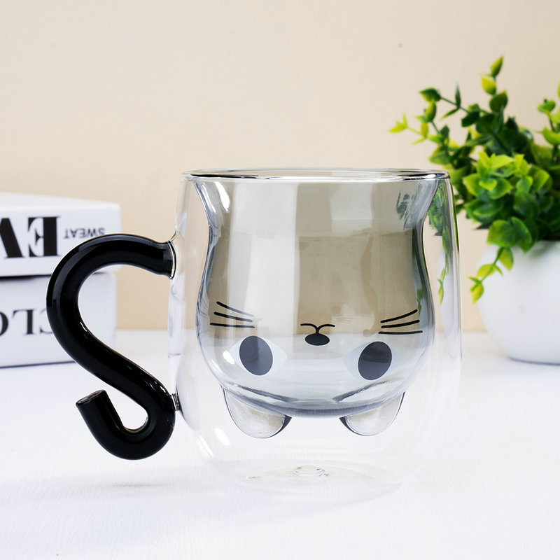 Kūrybingas aukštos borosilikatinio stiklo pieno kavos puodelis paprastas stiklinis puodelis bambuko puodelis stiklinis puodelis, atsparus aukštai temperatūrai