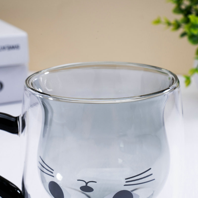 Kūrybingas aukštos borosilikatinio stiklo pieno kavos puodelis paprastas stiklinis puodelis bambuko puodelis stiklinis puodelis, atsparus aukštai temperatūrai