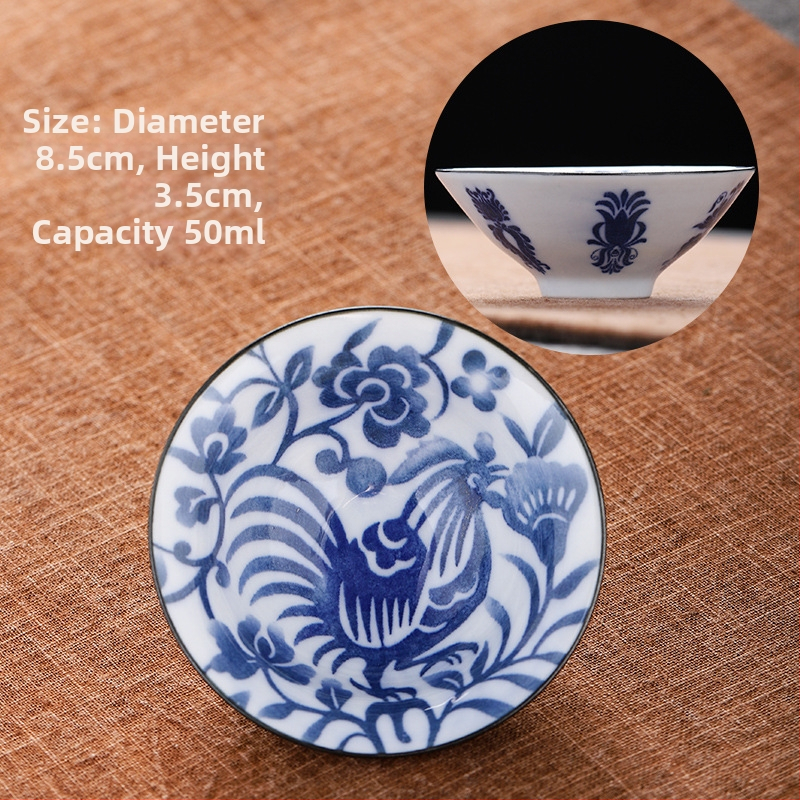 Mėlynai baltas porceliano arbatos puodelis, keraminis kung fu mažas arbatos puodelis, vieno puodelio arbatos rinkinys, arbatos puodelio kostiumas, arbatos dubuo, arbatos puodelis