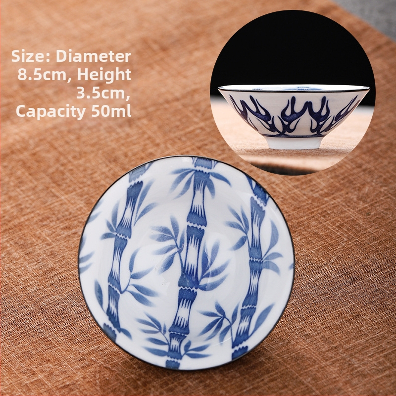 Mėlynai baltas porceliano arbatos puodelis, keraminis kung fu mažas arbatos puodelis, vieno puodelio arbatos rinkinys, arbatos puodelio kostiumas, arbatos dubuo, arbatos puodelis