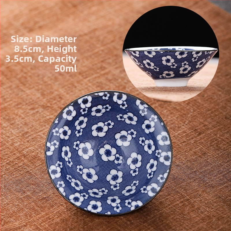 Mėlynai baltas porceliano arbatos puodelis, keraminis kung fu mažas arbatos puodelis, vieno puodelio arbatos rinkinys, arbatos puodelio kostiumas, arbatos dubuo, arbatos puodelis