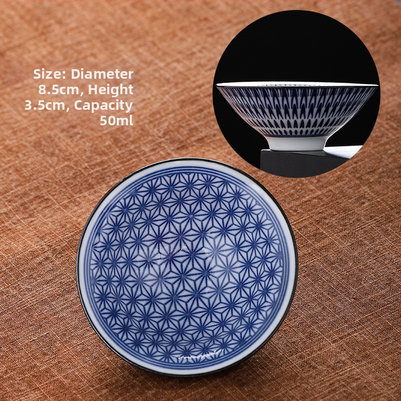 Mėlynai baltas porceliano arbatos puodelis, keraminis kung fu mažas arbatos puodelis, vieno puodelio arbatos rinkinys, arbatos puodelio kostiumas, arbatos dubuo, arbatos puodelis