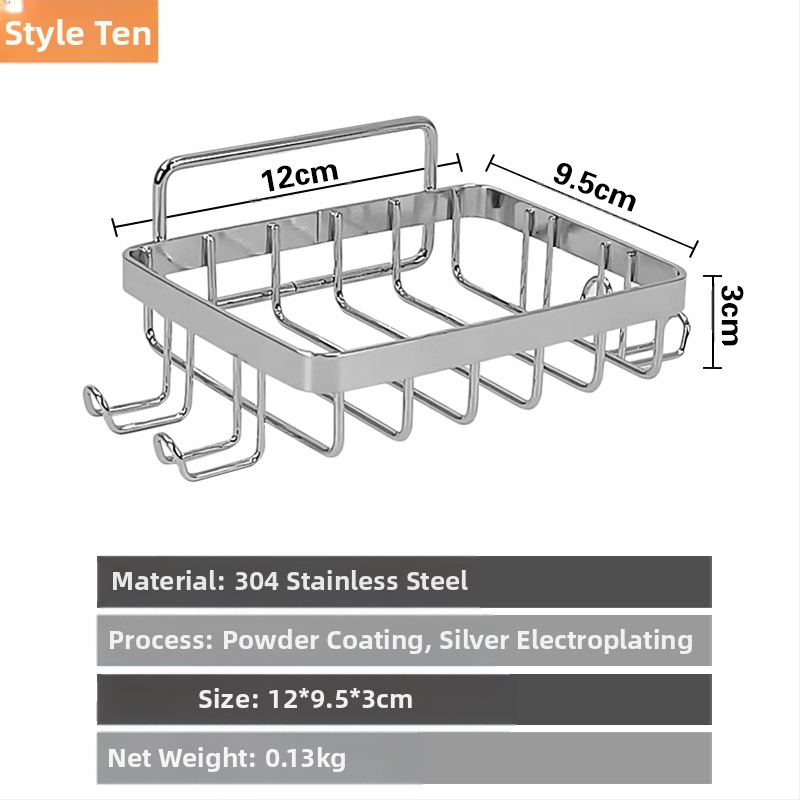 Stojan na mydlo z nehrdzavejúcej ocele 304, bez dierovačov, bezstopový podnos, nástenný jednovrstvový stojan na mydlo do kúpeľne, dropshipping