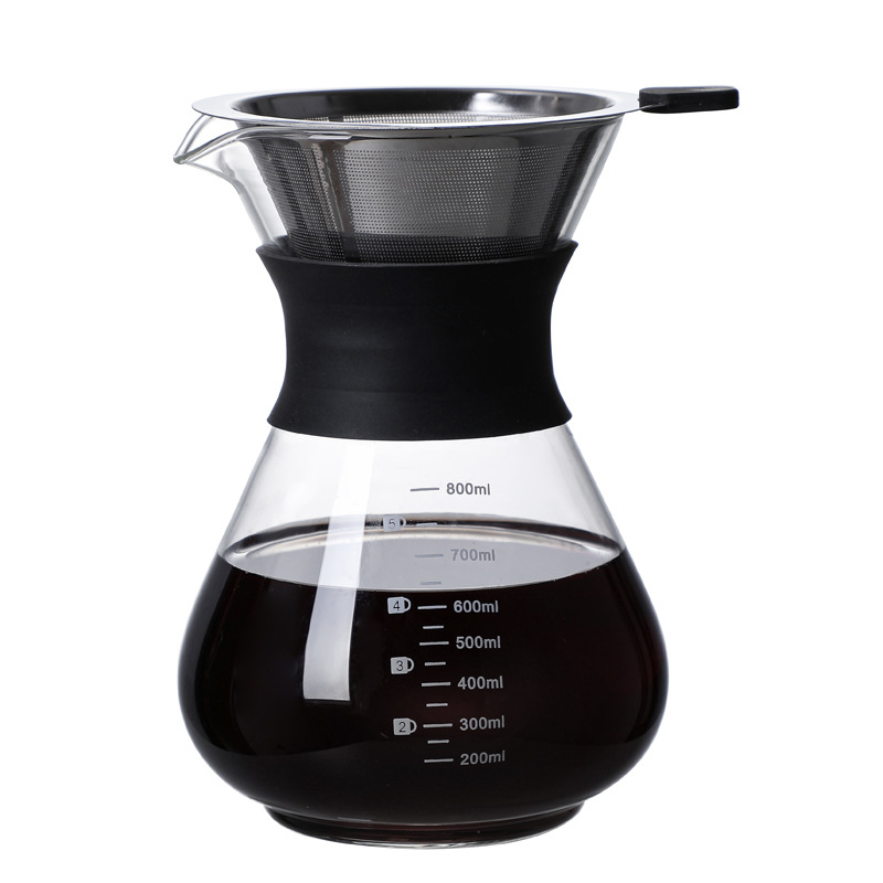 Stiklinis rankinis kavos virimo aparatas, filtro puodelis, filtro dalijimosi puodas, buitinis kavos virimo aparatas, lašelinis puodas, nerūdijančio plieno sietelis