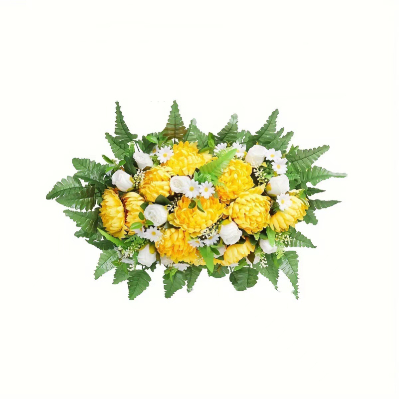 Mesterséges piros sírkővirág, nyeregvirág temetői emlékvirághoz, anyák napi temetődíszítés határokon átnyúló robbanásokhoz