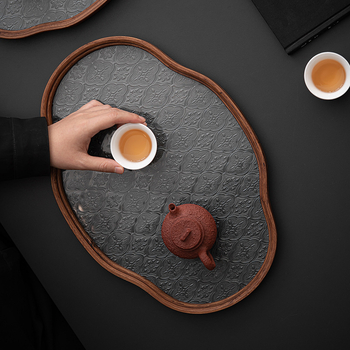 Ιαπωνικός δίσκος τσαγιού από γυαλί με λουλούδια Begonia, ρετρό δίσκος τσαγιού από μπαμπού, απλός δίσκος σνακ φρούτων για το σπίτι, δίσκος αποθήκευσης