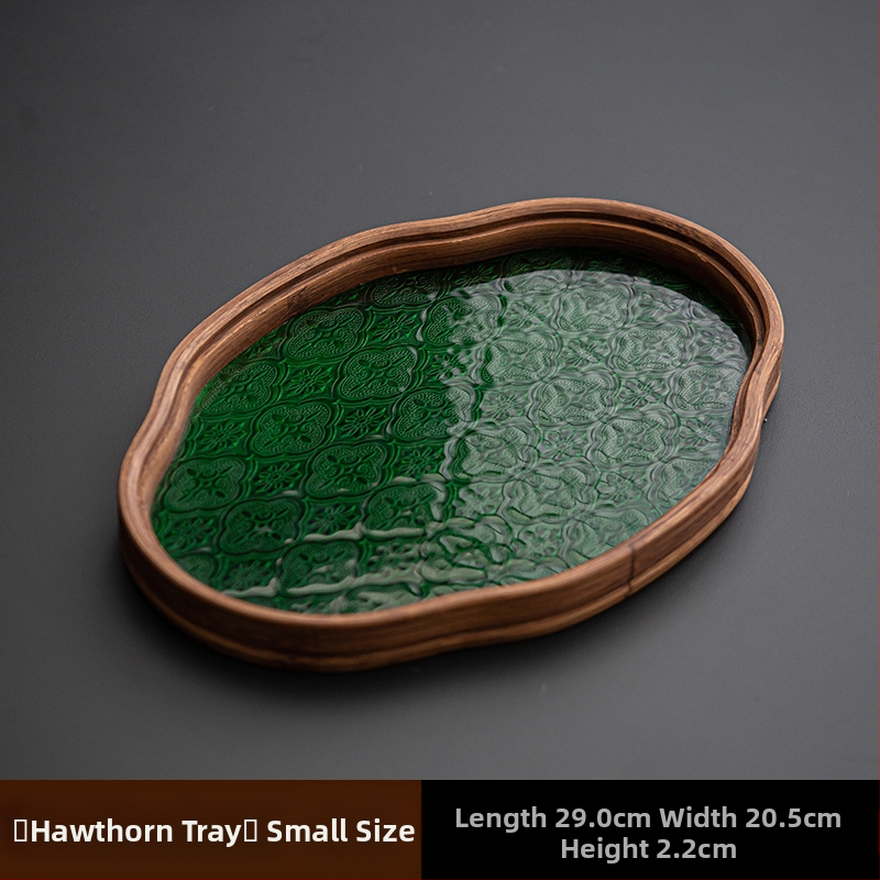 Ιαπωνικός δίσκος τσαγιού από γυαλί με λουλούδια Begonia, ρετρό δίσκος τσαγιού από μπαμπού, απλός δίσκος σνακ φρούτων για το σπίτι, δίσκος αποθήκευσης