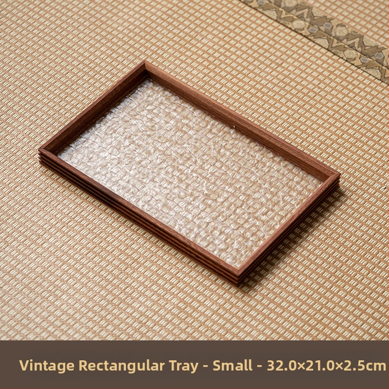 Ιαπωνικός δίσκος τσαγιού από γυαλί με λουλούδια Begonia, ρετρό δίσκος τσαγιού από μπαμπού, απλός δίσκος σνακ φρούτων για το σπίτι, δίσκος αποθήκευσης