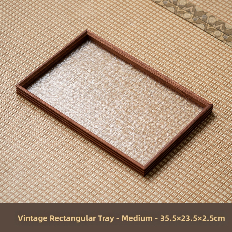 Ιαπωνικός δίσκος τσαγιού από γυαλί με λουλούδια Begonia, ρετρό δίσκος τσαγιού από μπαμπού, απλός δίσκος σνακ φρούτων για το σπίτι, δίσκος αποθήκευσης