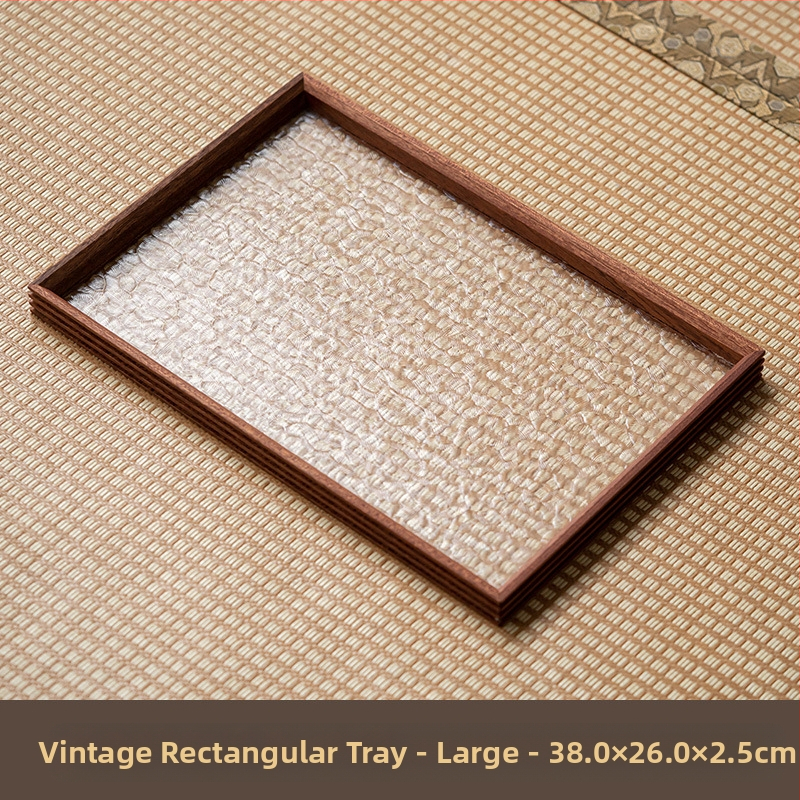 Ιαπωνικός δίσκος τσαγιού από γυαλί με λουλούδια Begonia, ρετρό δίσκος τσαγιού από μπαμπού, απλός δίσκος σνακ φρούτων για το σπίτι, δίσκος αποθήκευσης