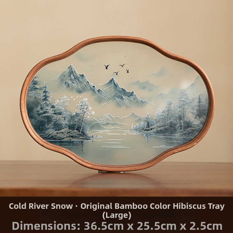 Ιαπωνικός δίσκος τσαγιού από γυαλί με λουλούδια Begonia, ρετρό δίσκος τσαγιού από μπαμπού, απλός δίσκος σνακ φρούτων για το σπίτι, δίσκος αποθήκευσης