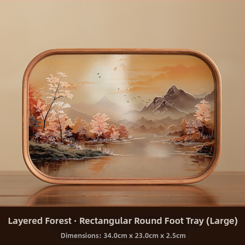 Ιαπωνικός δίσκος τσαγιού από γυαλί με λουλούδια Begonia, ρετρό δίσκος τσαγιού από μπαμπού, απλός δίσκος σνακ φρούτων για το σπίτι, δίσκος αποθήκευσης