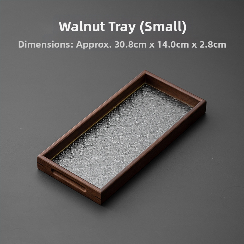 Ιαπωνικός δίσκος τσαγιού από γυαλί με λουλούδια Begonia, ρετρό δίσκος τσαγιού από μπαμπού, απλός δίσκος σνακ φρούτων για το σπίτι, δίσκος αποθήκευσης