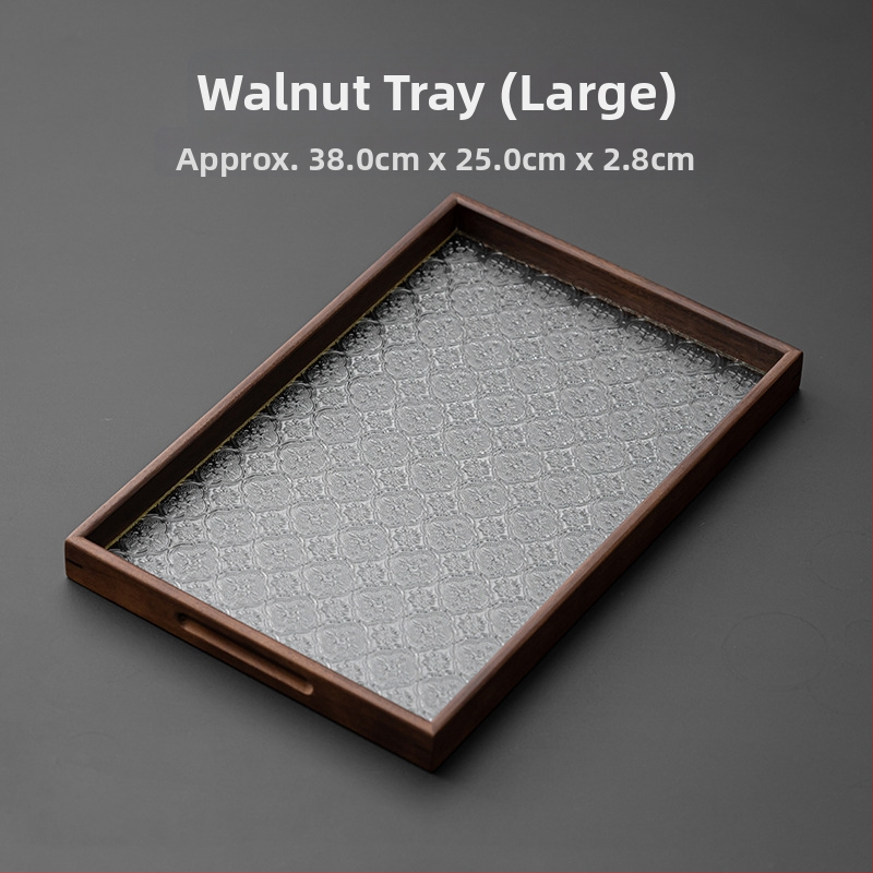 Ιαπωνικός δίσκος τσαγιού από γυαλί με λουλούδια Begonia, ρετρό δίσκος τσαγιού από μπαμπού, απλός δίσκος σνακ φρούτων για το σπίτι, δίσκος αποθήκευσης