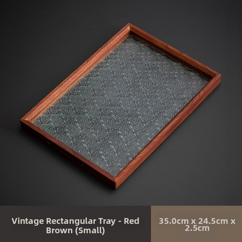 Ιαπωνικός δίσκος τσαγιού από γυαλί με λουλούδια Begonia, ρετρό δίσκος τσαγιού από μπαμπού, απλός δίσκος σνακ φρούτων για το σπίτι, δίσκος αποθήκευσης