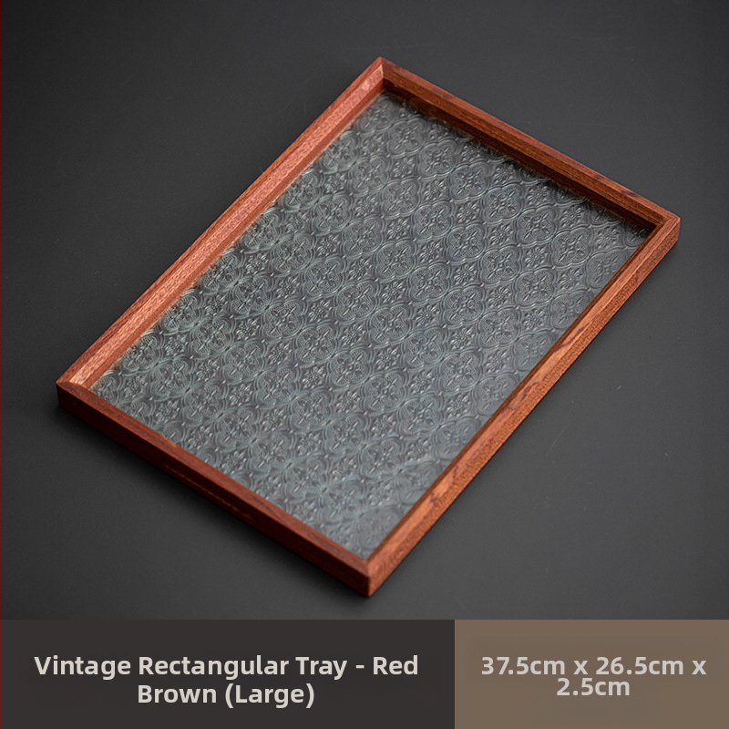 Ιαπωνικός δίσκος τσαγιού από γυαλί με λουλούδια Begonia, ρετρό δίσκος τσαγιού από μπαμπού, απλός δίσκος σνακ φρούτων για το σπίτι, δίσκος αποθήκευσης