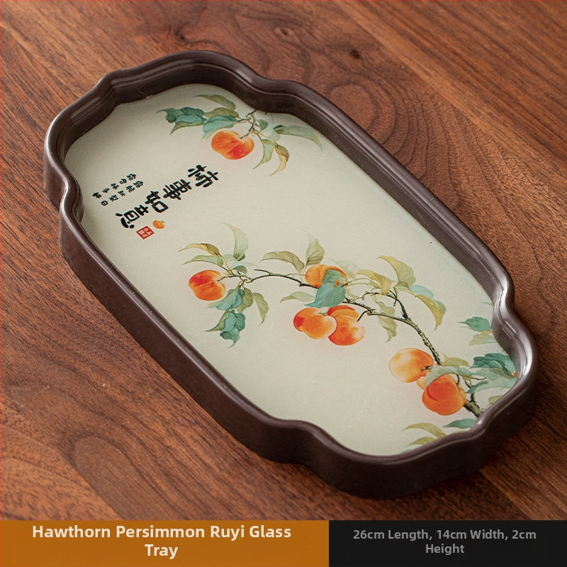 Ιαπωνικός δίσκος τσαγιού από γυαλί με λουλούδια Begonia, ρετρό δίσκος τσαγιού από μπαμπού, απλός δίσκος σνακ φρούτων για το σπίτι, δίσκος αποθήκευσης